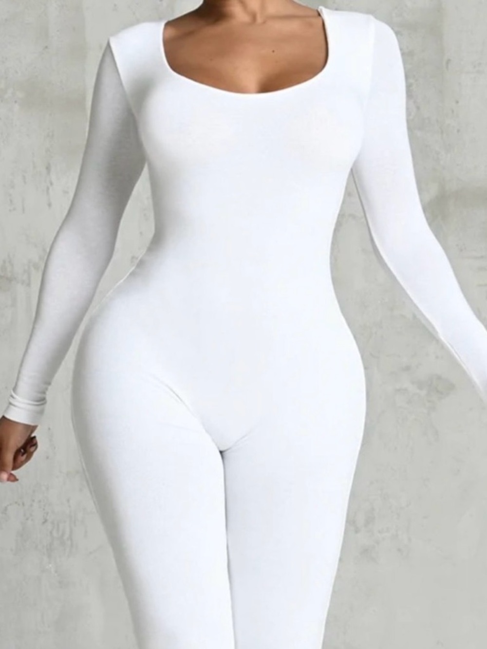 Matte Wardrobe White Long-Sleeve One-Piece Jumpsuit
